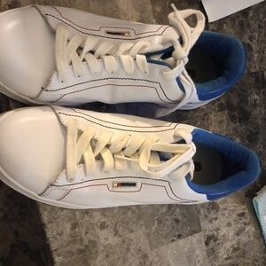 White Sneakers with Blue Accents